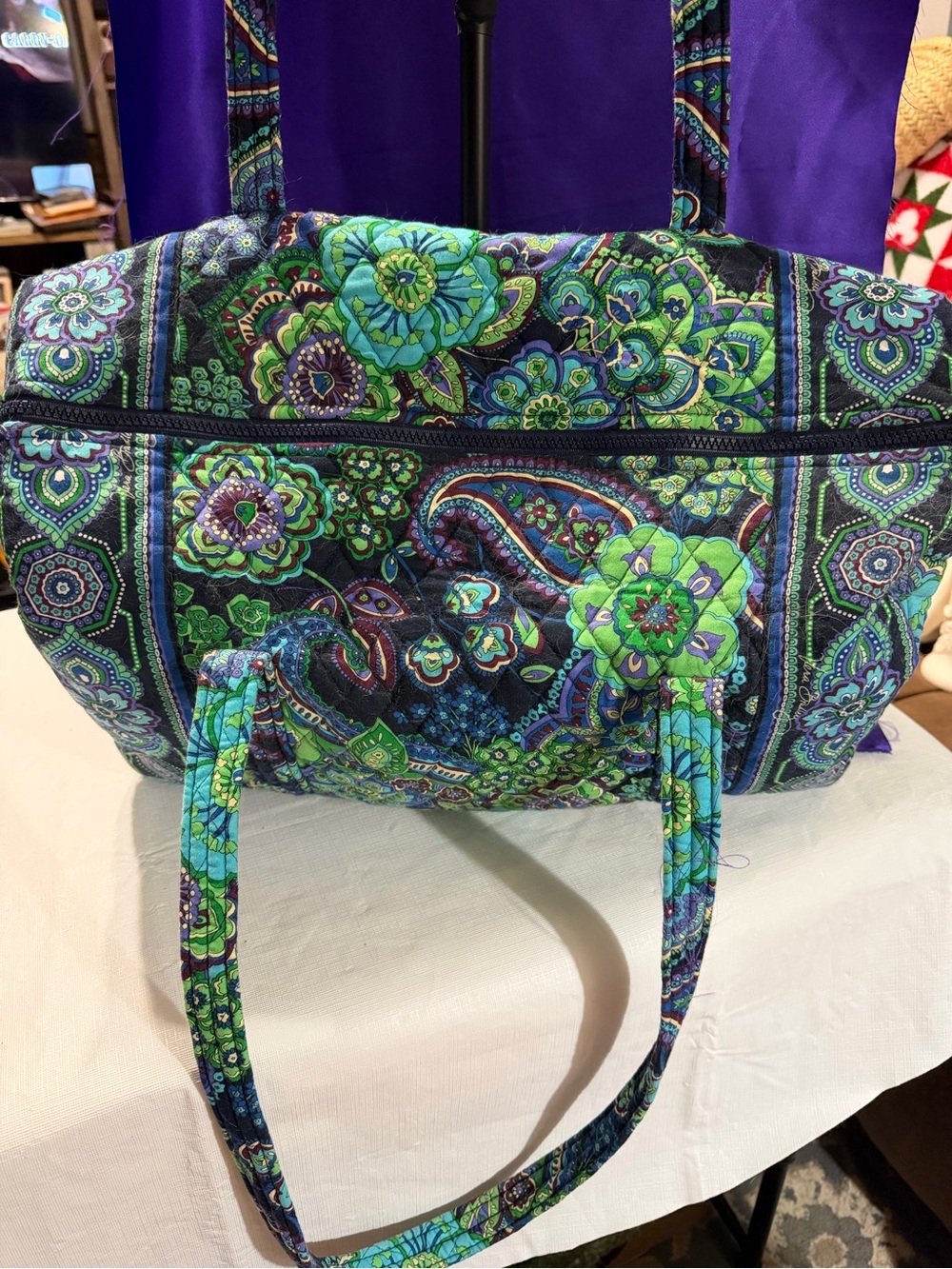 Vera Bradley - Quilted Floral Paisley duffle Bag - Blue & Green